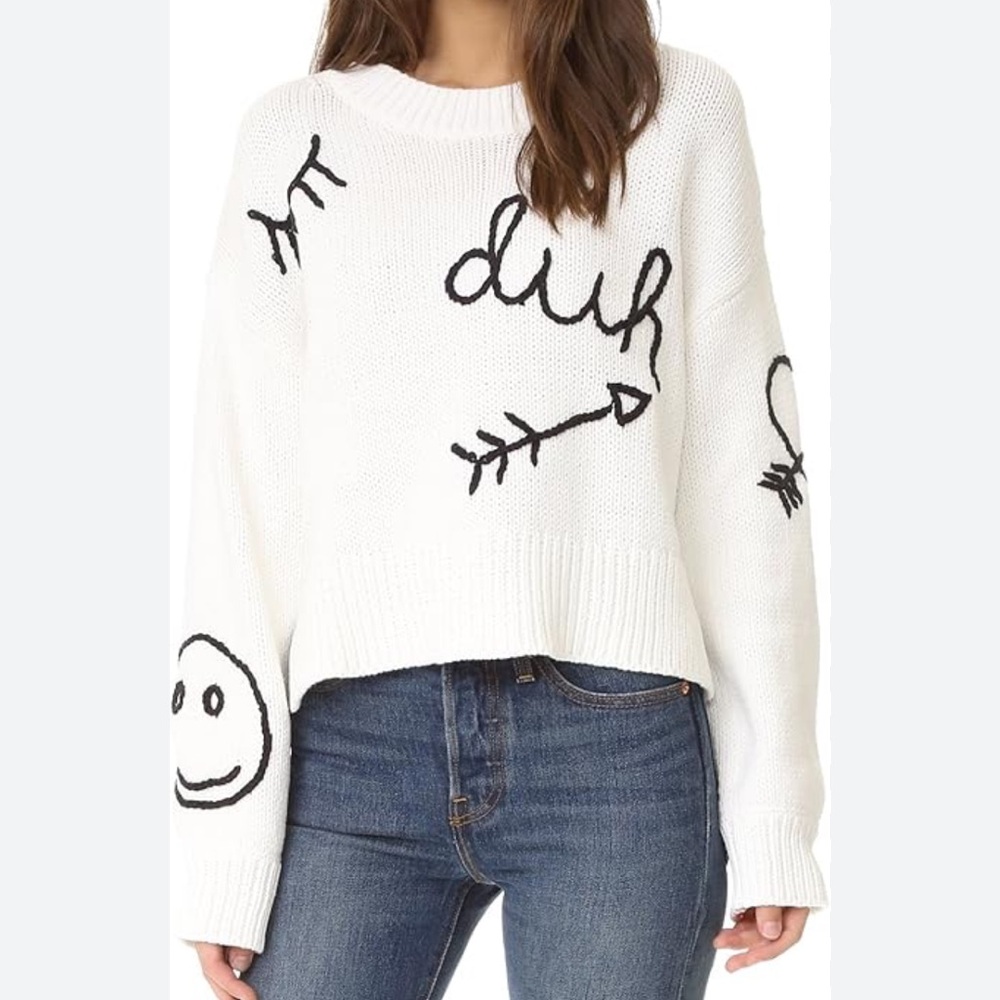 Wildfox duh Beige Knit‎ Oversized Sweater